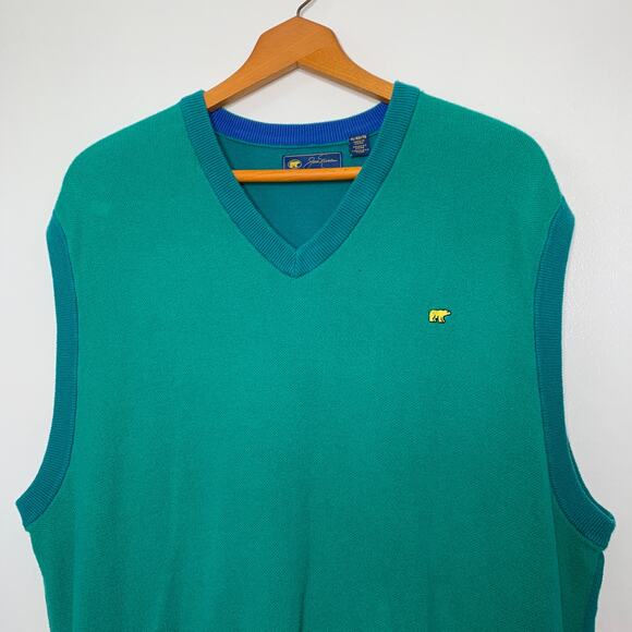 Jack Nicklaus men's teal blue green sleeveless preppy golf sweater vest SZ XL - Picture 3 of 9